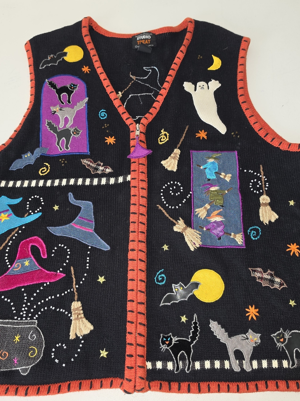 Vintage Halloween Witch Zip Up Vest